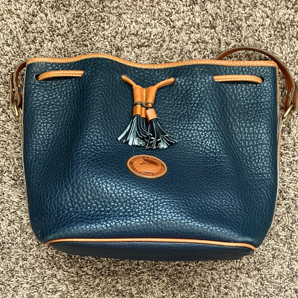 Vintage Dooney & Bourke Navy Blue Drawstring Hand Bag